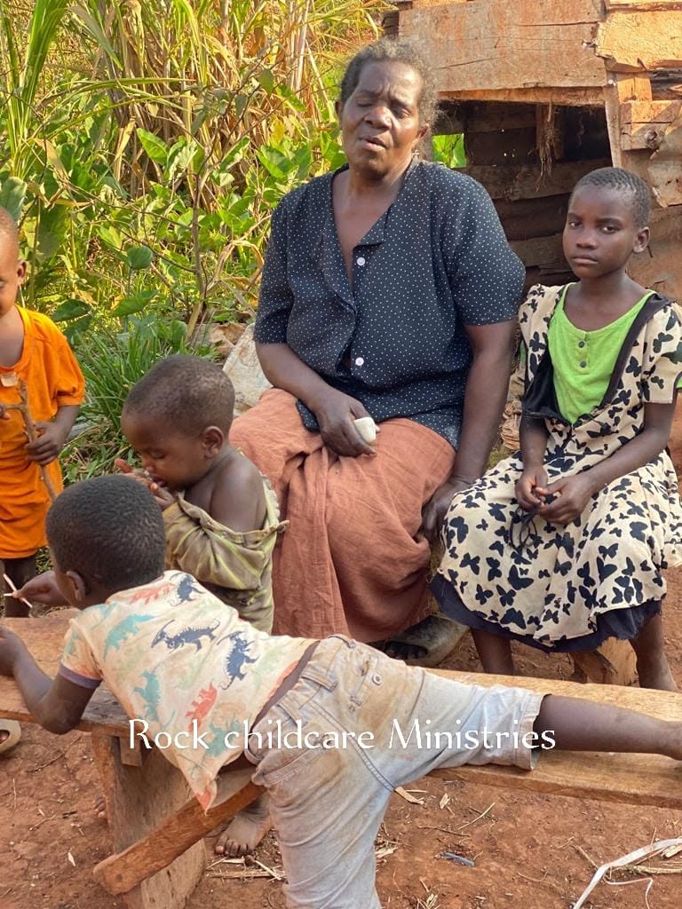 Children and elderly woman together