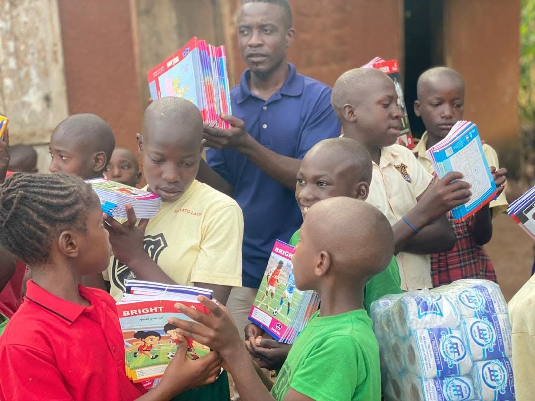 Children receiving supplies