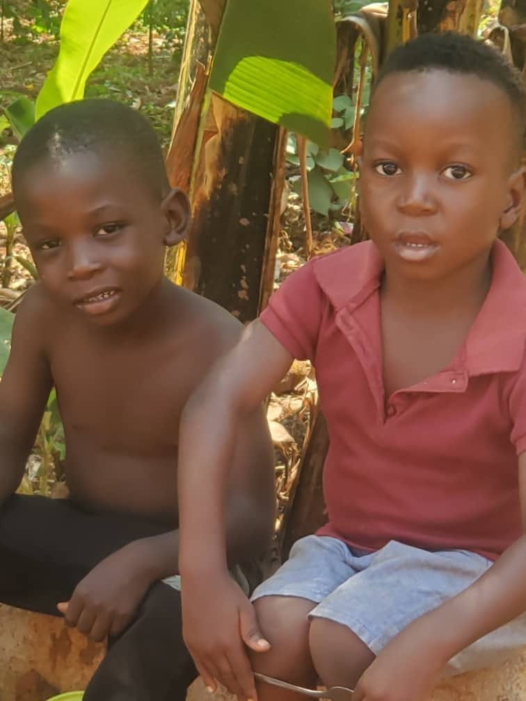 Children near banana plants